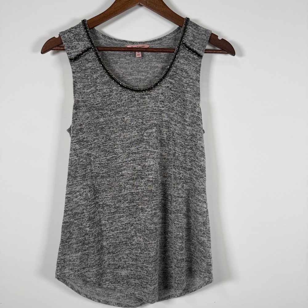 Juicy Couture Gray Tank Top with Beaded Neckline
